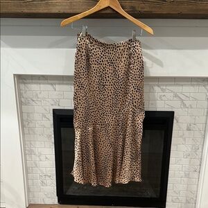Hello Molly Brown Tan Asymmetrical Fit and Flare Midi Skirt leopard 2 for $20